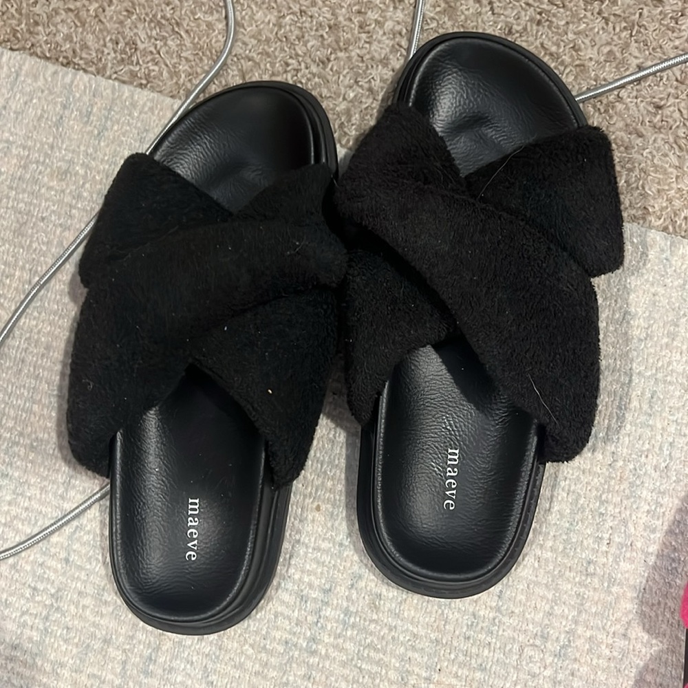 Anthropologie Maeve Terry Slide Sandals, Black, Sz 7 NWT - Picture 4 of 6